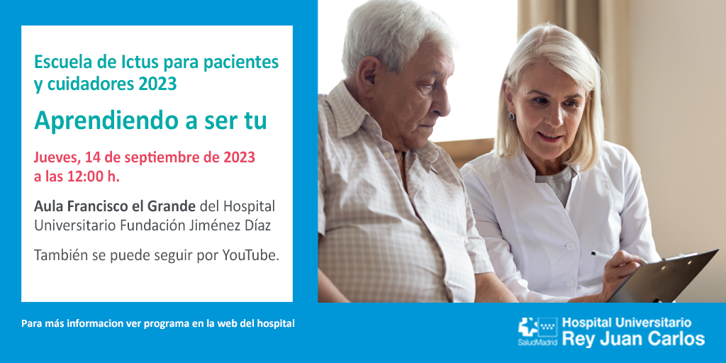 Twitter Escuela de ictus Sept 2023. Aprendiendo a ser tu. HURJC