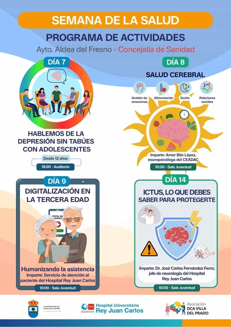 Participación en Semana de la Salud de Aldea del Fresno. Charla "Ictus, lo que debes saber para protegerte"